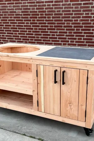 Betrouwbaar Buitenkeuken Douglas opbergkast met Keramische tegel - Lengte 150 cm